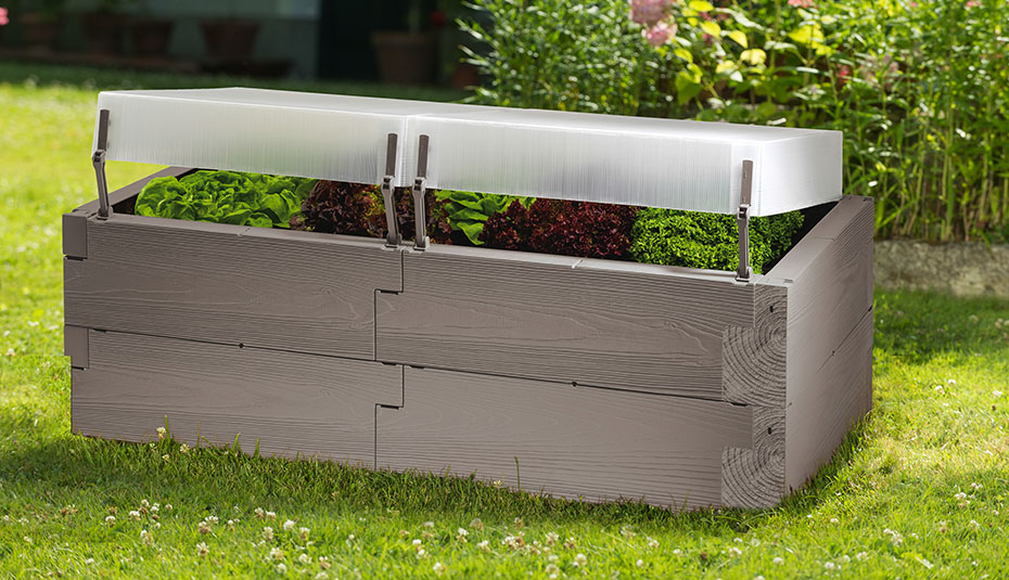 Timber raised bed double grey