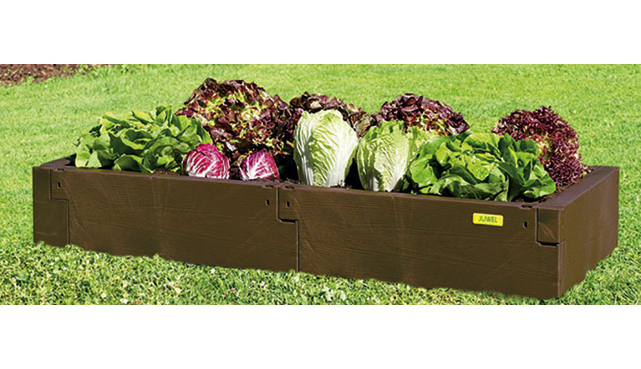 Timber raised bed single level brown