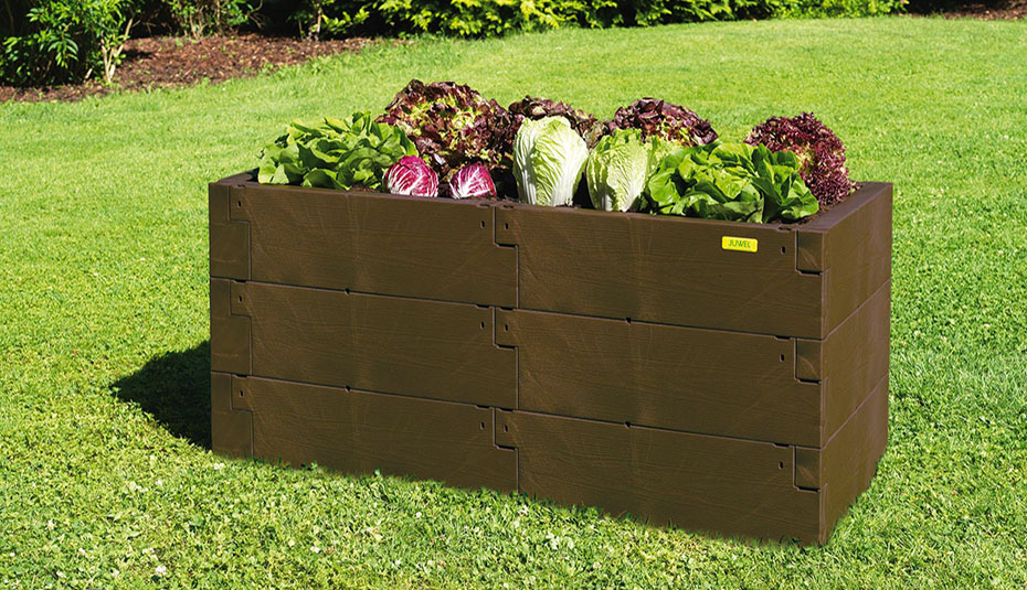 Timber raised bed double and single brown