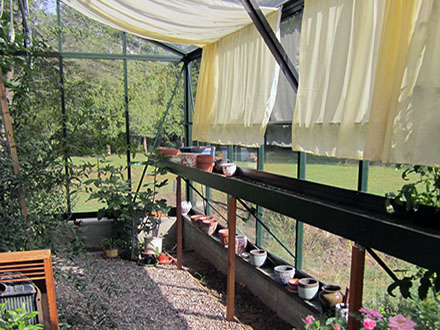 shade netting and shelving in use