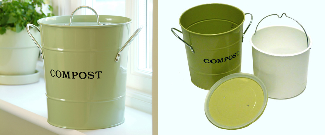 Exaco Compost Pail 2 gal Green Plastic Kitchen Composting Bin with Carbon  Filter 