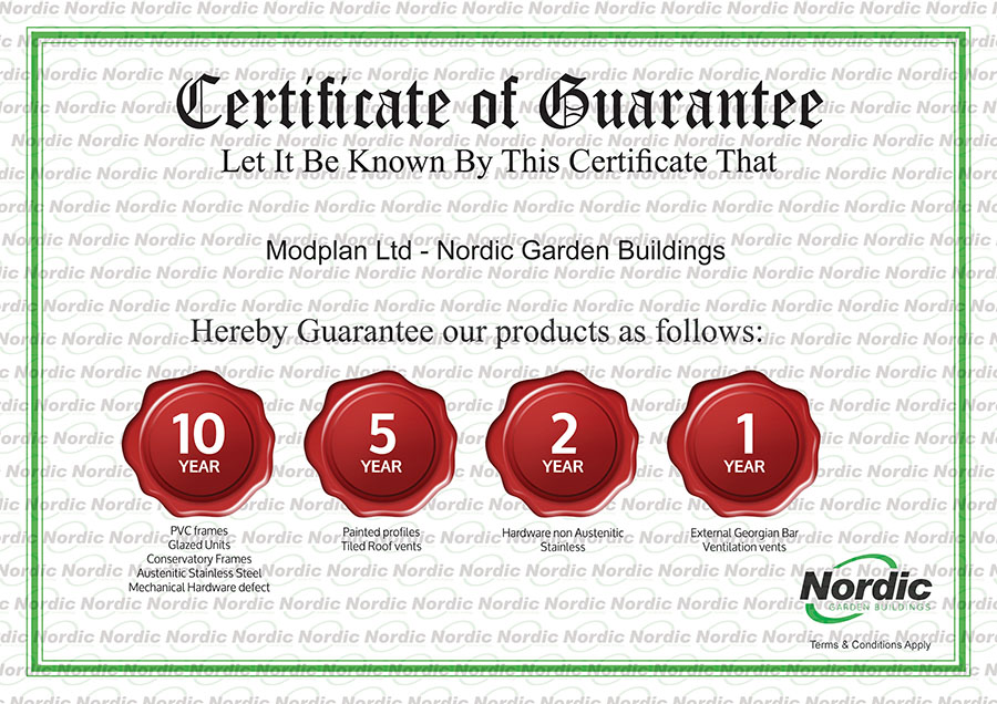 Nordic Garden Buildings Guarantee